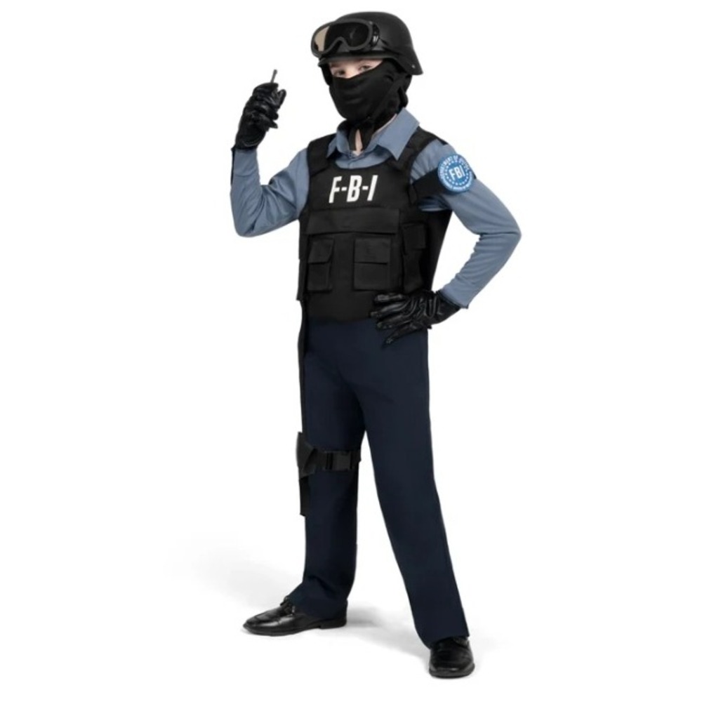Spooktacular Creations Kids FBI Costume Set Large Black Blue Tactical Vest Set